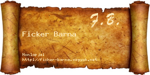 Ficker Barna névjegykártya